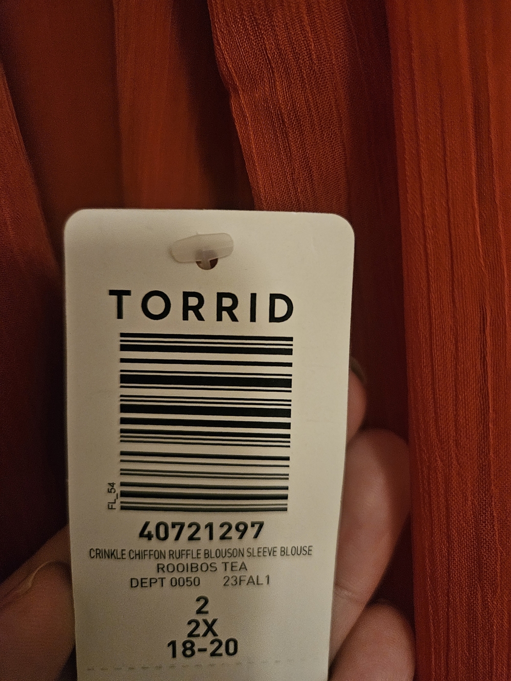torrid Rust Orange Sheer Ruffle Yoke Blouse - Picture 6 of 8